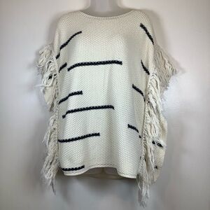 Lucky Brand Cream Cape Boxy Sweater with Fringe‎ Accent - Size XS/S